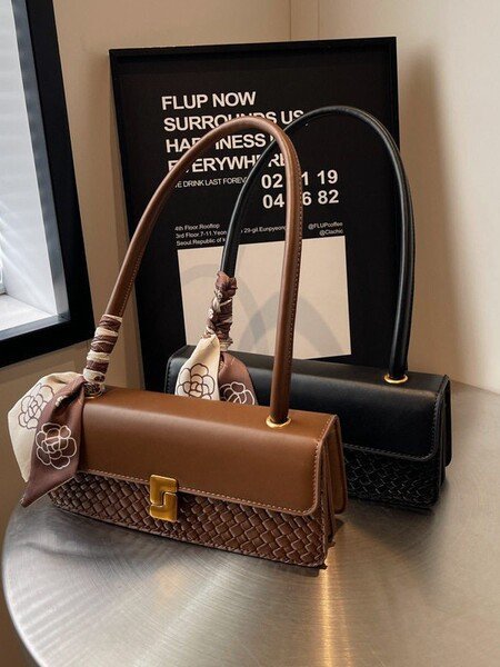 EMIR "Caramel Monogram" Woven PU Leather Shoulder Bag