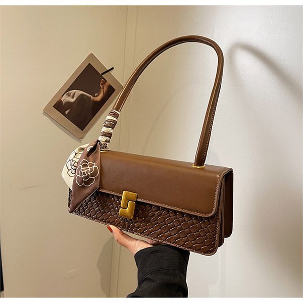 EMIR "Caramel Monogram" Woven PU Leather Shoulder Bag