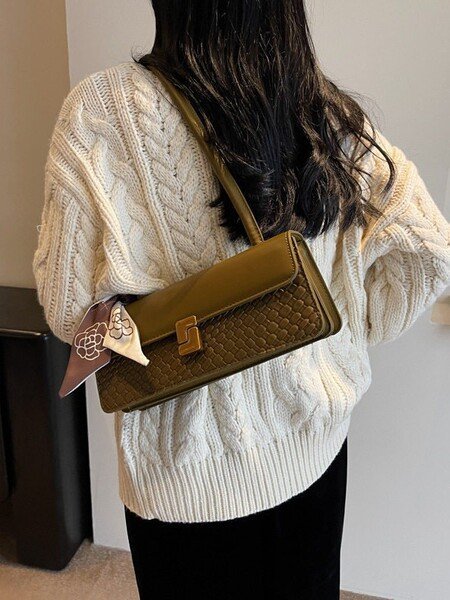 EMIR "Caramel Monogram" Woven PU Leather Shoulder Bag