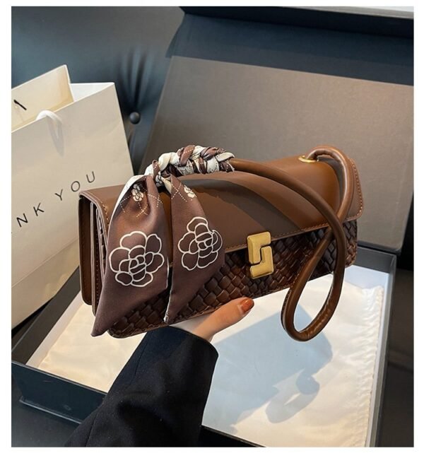 EMIR "Caramel Monogram" Woven PU Leather Shoulder Bag