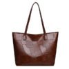 Women’s Large PU Tote Bag – Retro Commuter Shoulder Handbag
