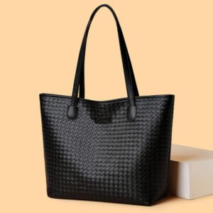 Women’s Large PU Tote Bag – Retro Commuter Shoulder Handbag
