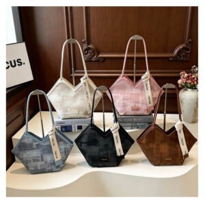 EMIR Geometric Checkered Tote – Fashionable Large Capacity Shoulder Bag