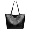 Women’s Large PU Tote Bag – Retro Commuter Shoulder Handbag