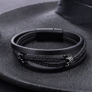 Midnight Crown Leather Bracelet