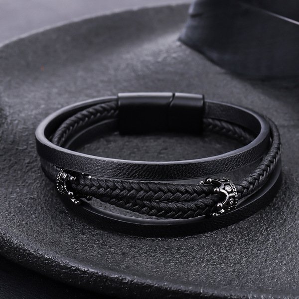 Midnight Crown Leather Bracelet