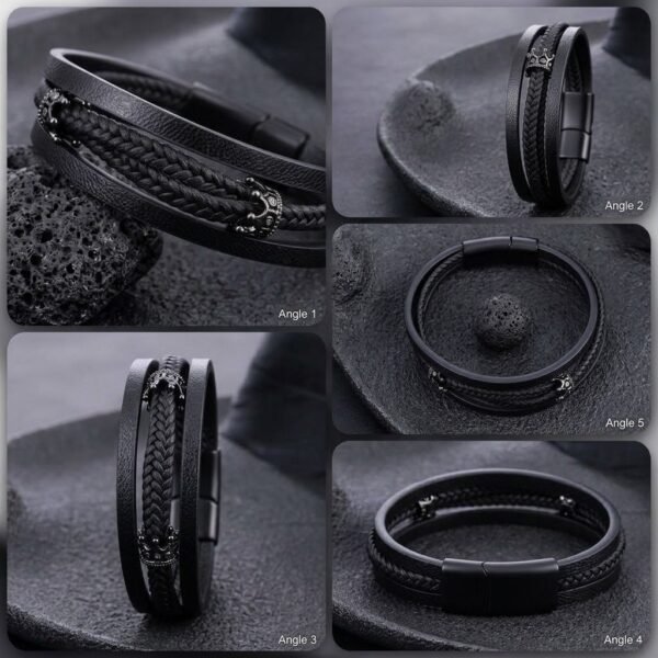 Midnight Crown Leather Bracelet