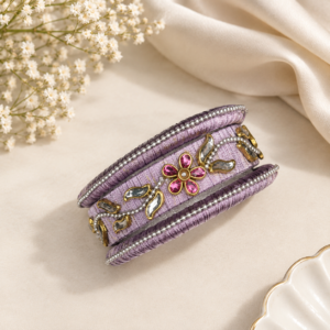 Lavender Thread Bangles with Pearl & Floral Stone Detailing