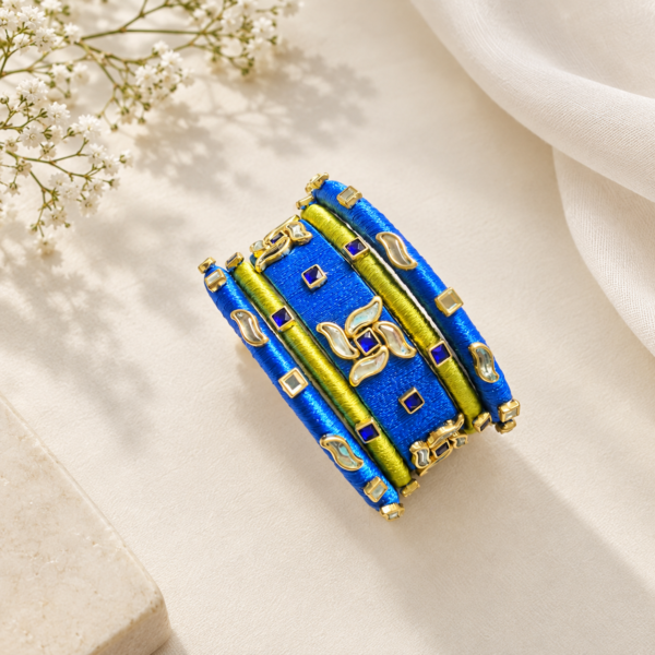 Royal Blue & Lime Green Handmade Bangle Set