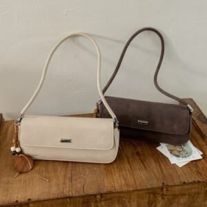 **French-Style Women's Baguette Shoulder Bag – 2026 New Collection | Minimalist Solid-Color Everyday Handbag**