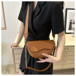 Women’s Half Moon Saddle Bag | Chic Chain Detail Shoulder & Crossbody Bag