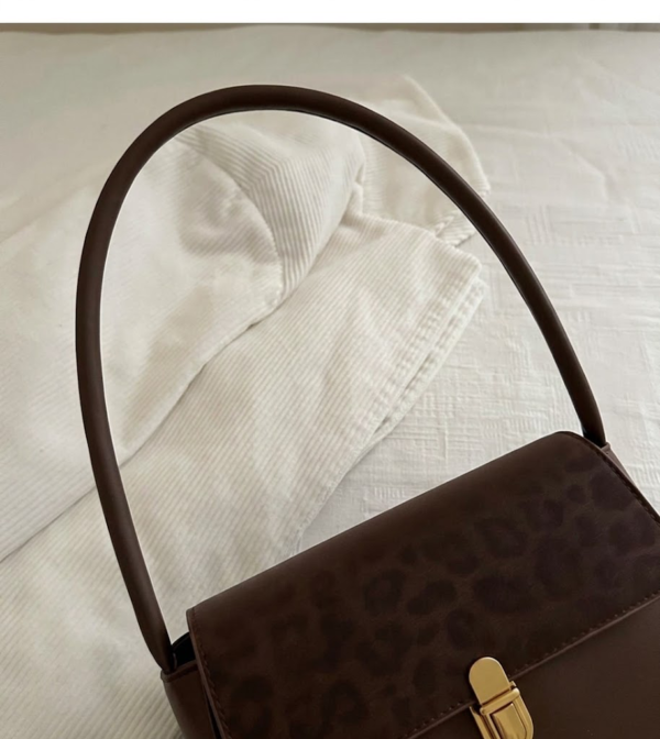 Women’s Leopard Print Shoulder Bag – Korean Retro Small Underarm Bag for Women