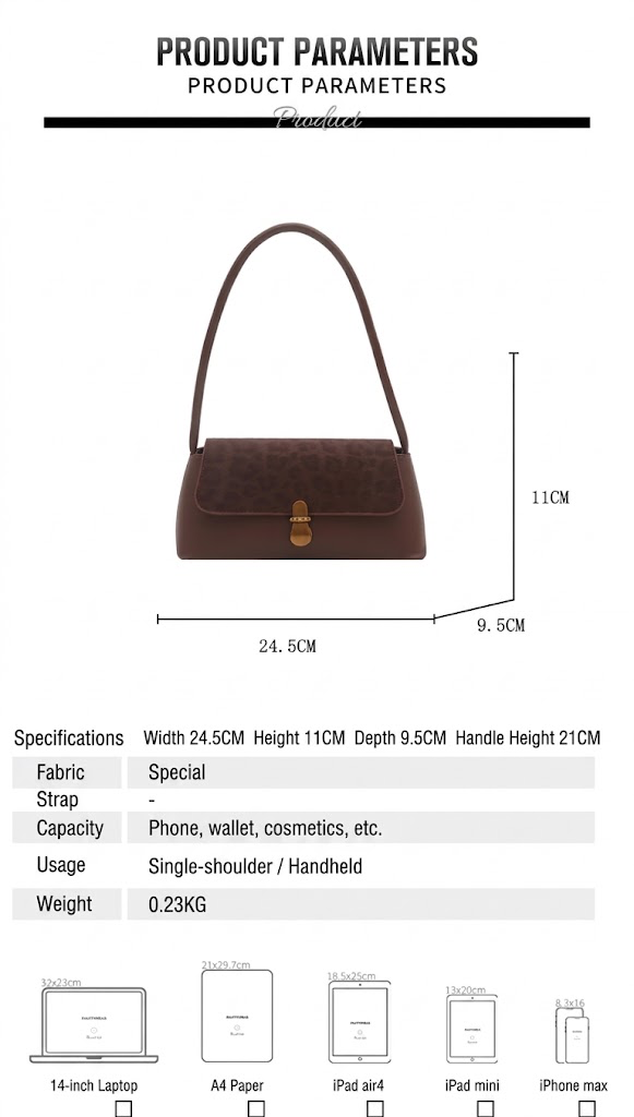 Women’s Leopard Print Shoulder Bag – Korean Retro Small Underarm Bag for Women