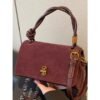 Top Handle Bag – Retro Brown & Burgundy Crossbody Handbag